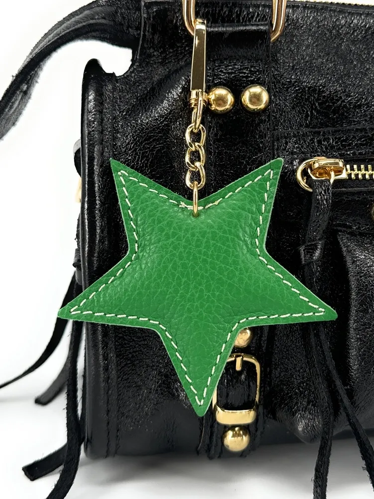 Porte-clés en cuir grainé ETOILE Vert anglais