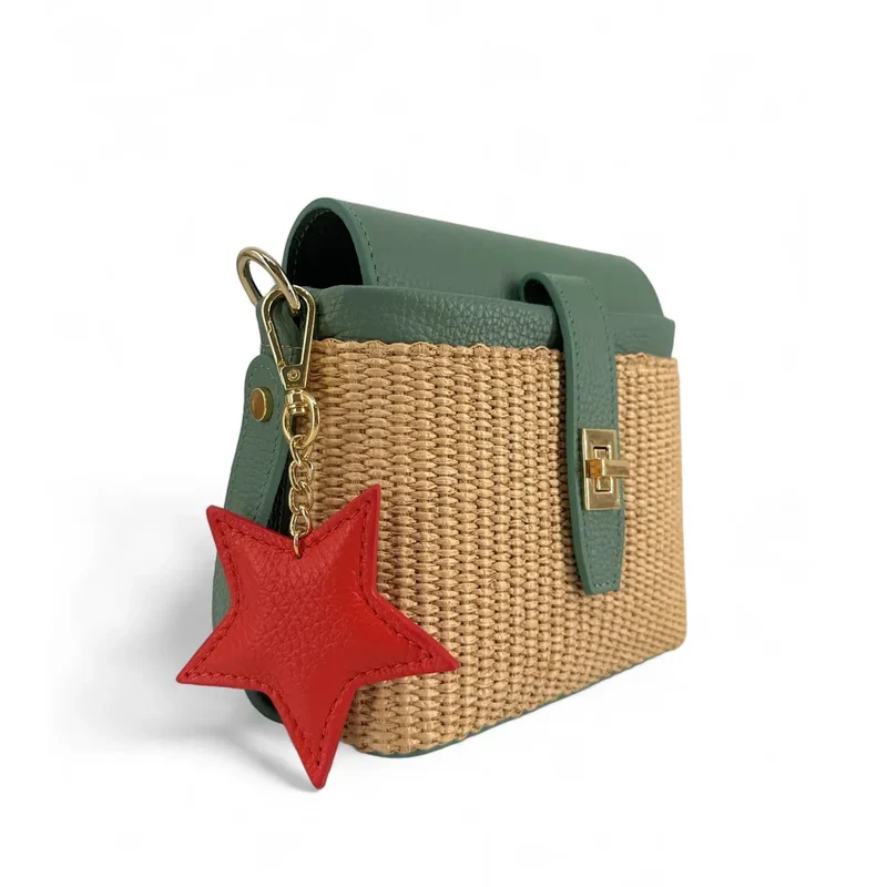 Porte-clés en cuir grainé ETOILE Mandarine