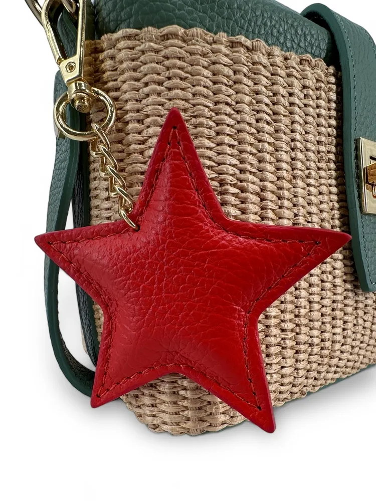 Porte-clés en cuir grainé ETOILE Mandarine