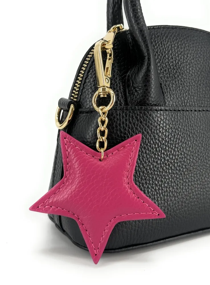 Porte-clés en cuir grainé ETOILE Rose fuchsia