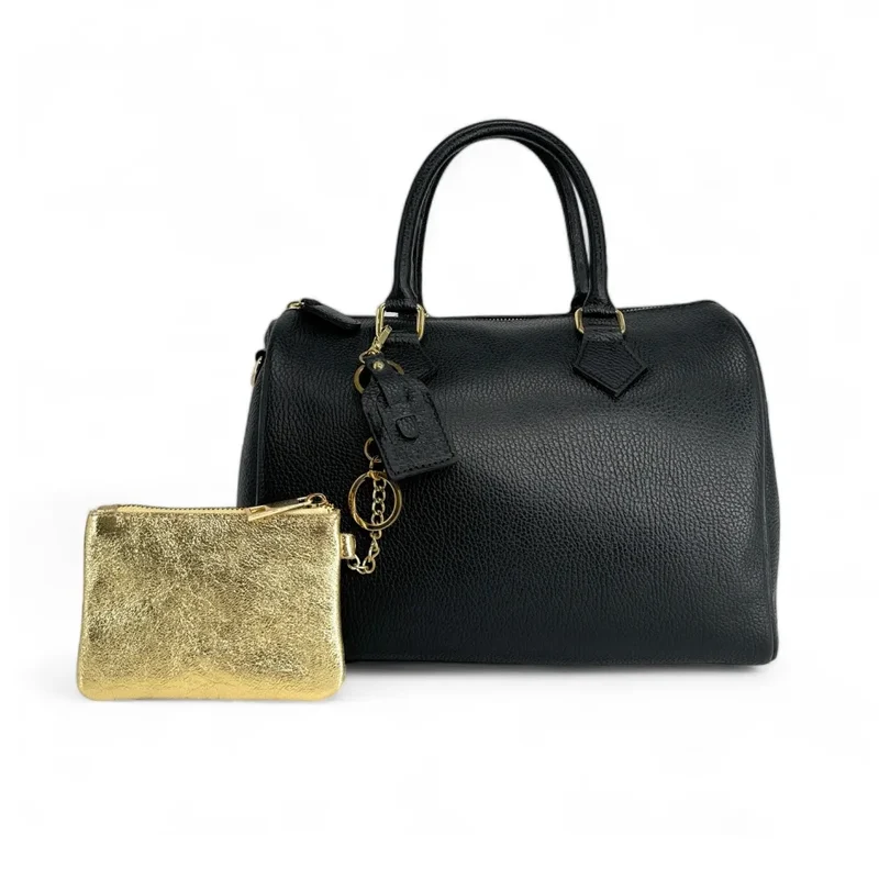 Porte-monnaie porte-clés en cuir irisé POCKET GLOW Or pâle