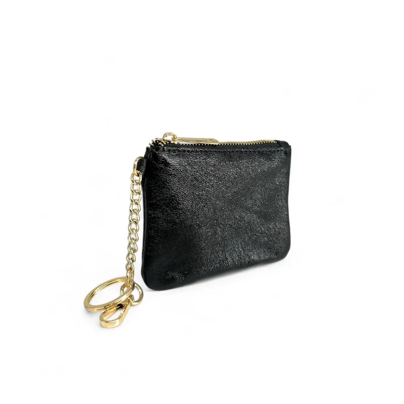 Porte-monnaie porte-clés en cuir irisé POCKET GLOW Noir