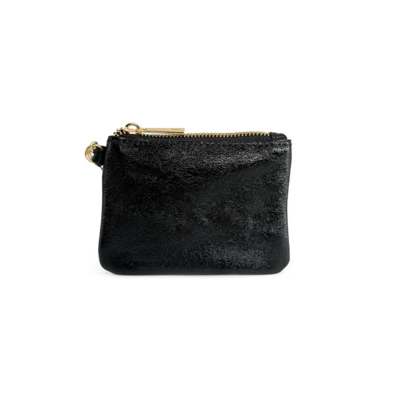 Porte-monnaie porte-clés en cuir irisé POCKET GLOW Noir