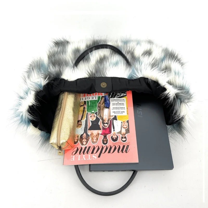 Sac cabas shopping XL en fausse fourrure et cuir TABBY YETI