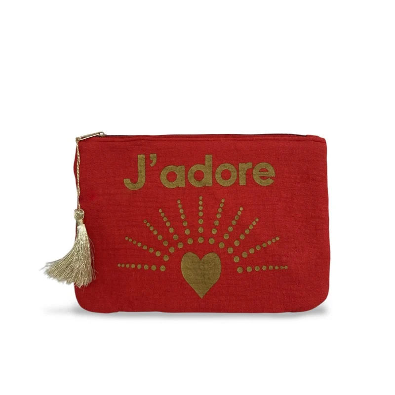 Trousse pochette en gaze de coton COCOON KDO Rouge intense