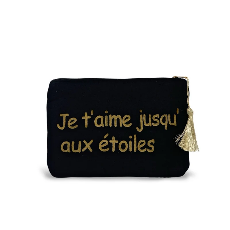 Trousse pochette en gaze de coton COCOON KDO Noir
