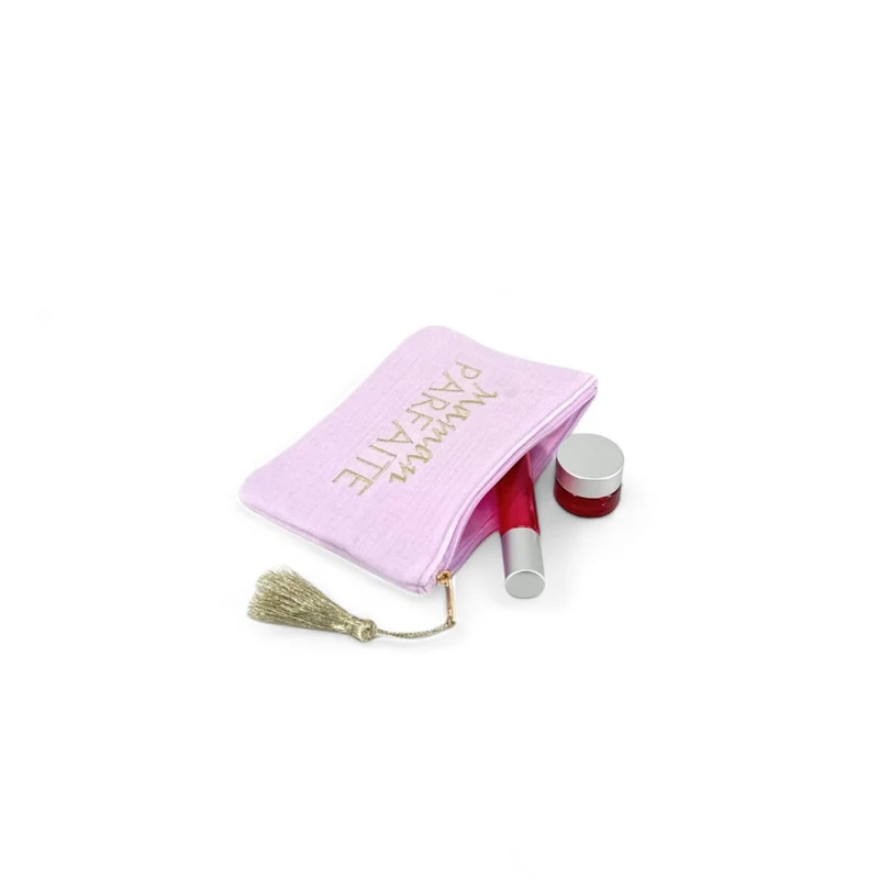 Trousse pochette en gaze de coton COCOON Maman Parfaite Mauve