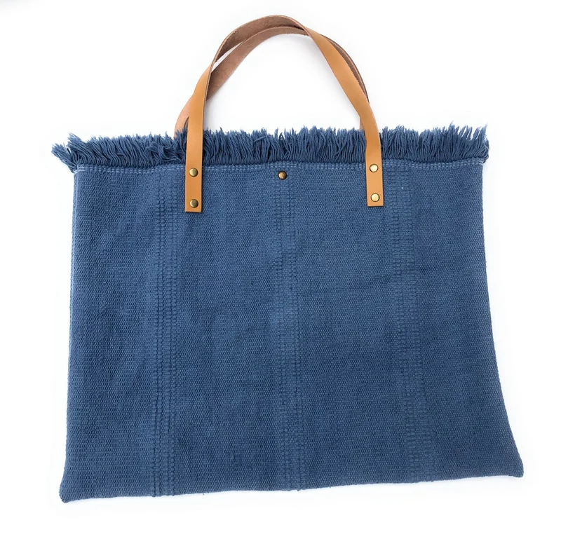 Sac de plage cabas en tissu AMOUR Bleu