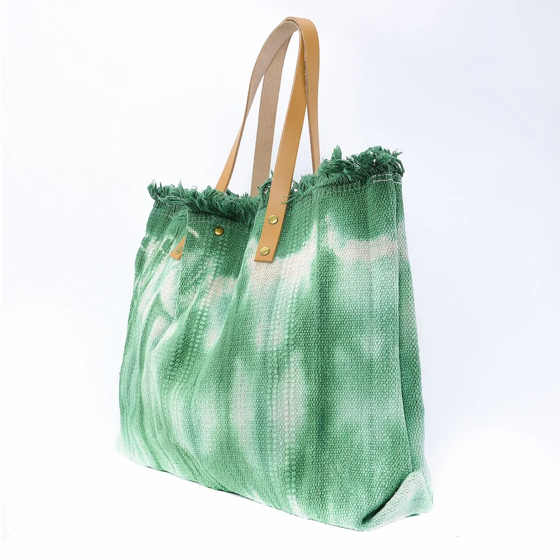 Sac de plage cabas en tissu BELIZE Vert intense