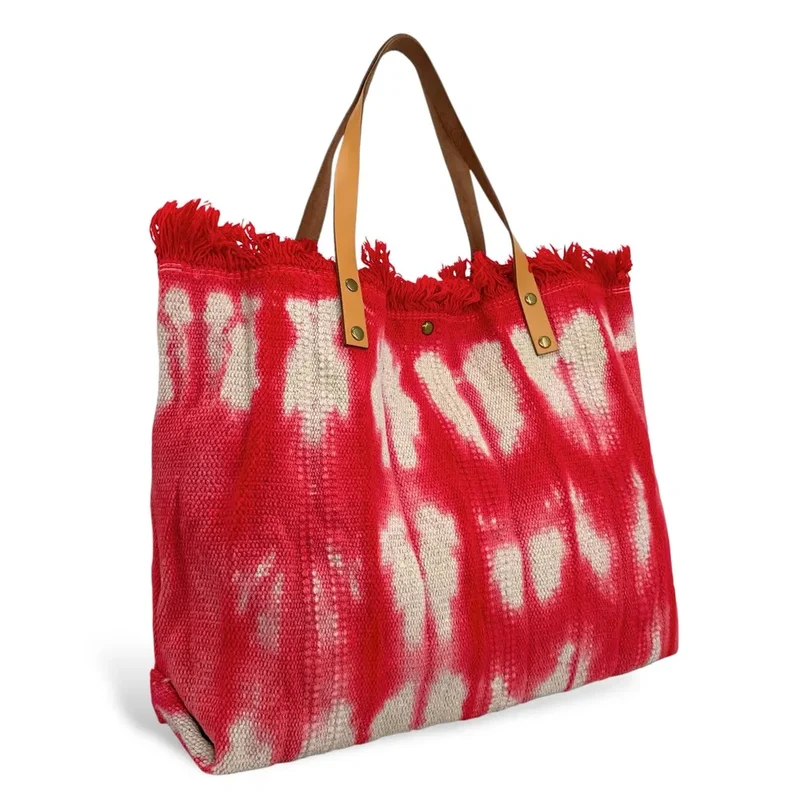 Sac de plage cabas en tissu BELIZE Rouge garance