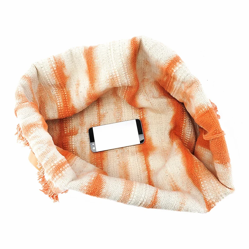 Sac de plage cabas en tissu BELIZE Orange patiné
