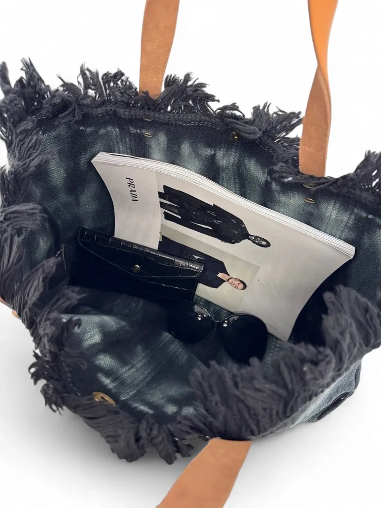 Sac de plage cabas en tissu BELIZE Noir