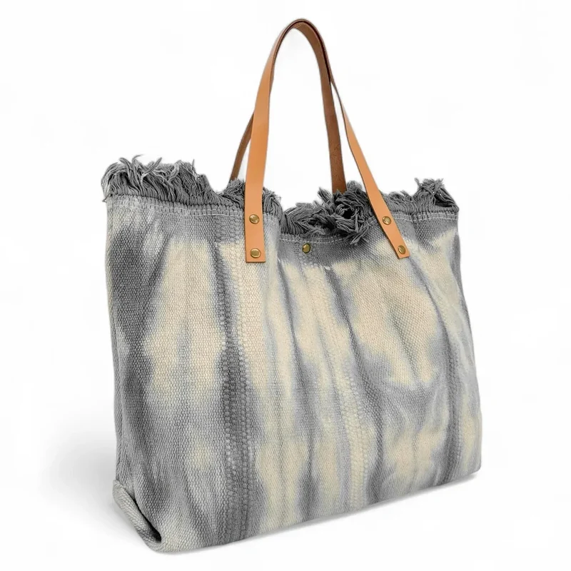 Sac de plage cabas en tissu BELIZE Gris clair
