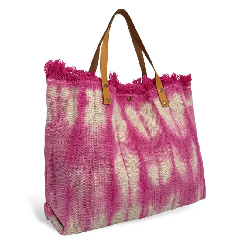 Sac de plage cabas en tissu BELIZE Rose fuchsia
