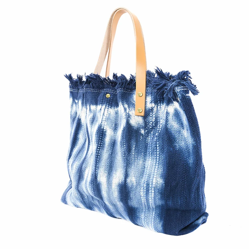 Sac de plage cabas en tissu BELIZE Bleu marine