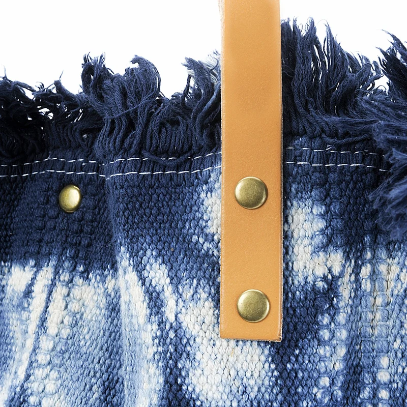 Sac de plage cabas en tissu BELIZE Bleu marine