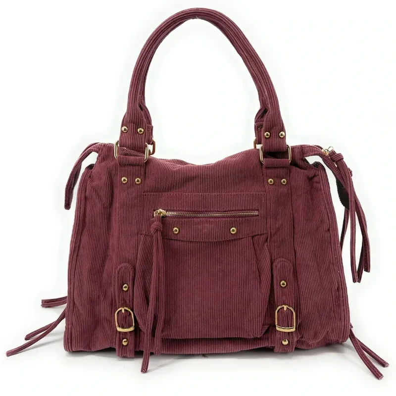 Sac à main en velours côtelé VELVET STORM Rose blush