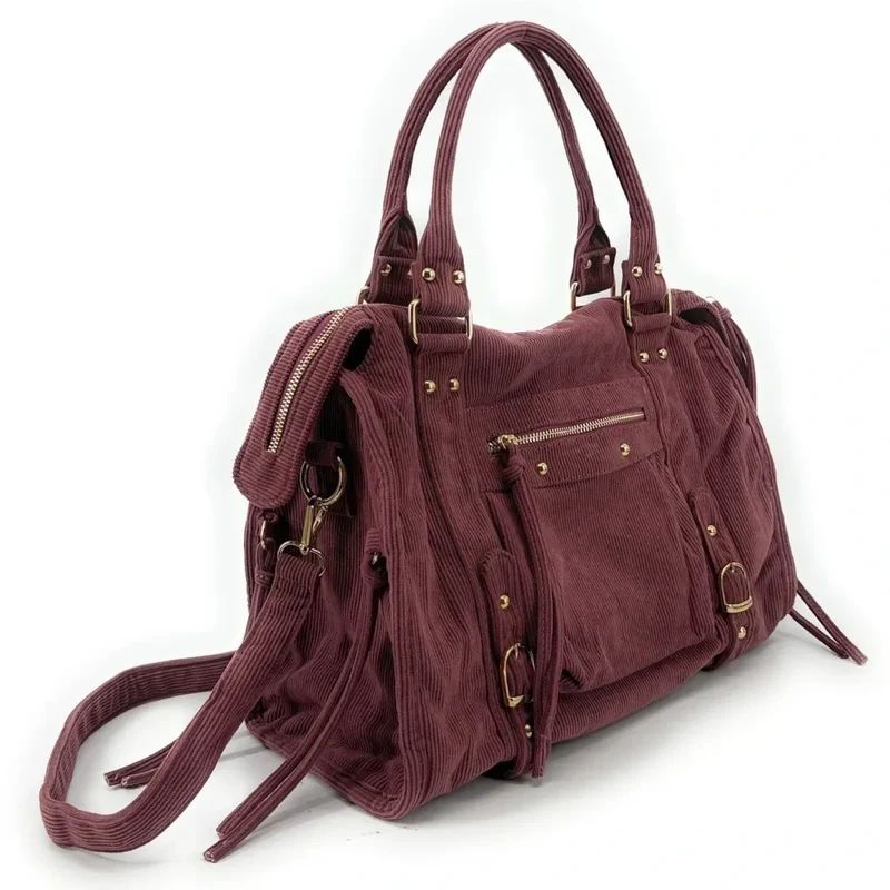 Sac à main en velours côtelé VELVET STORM Rose blush