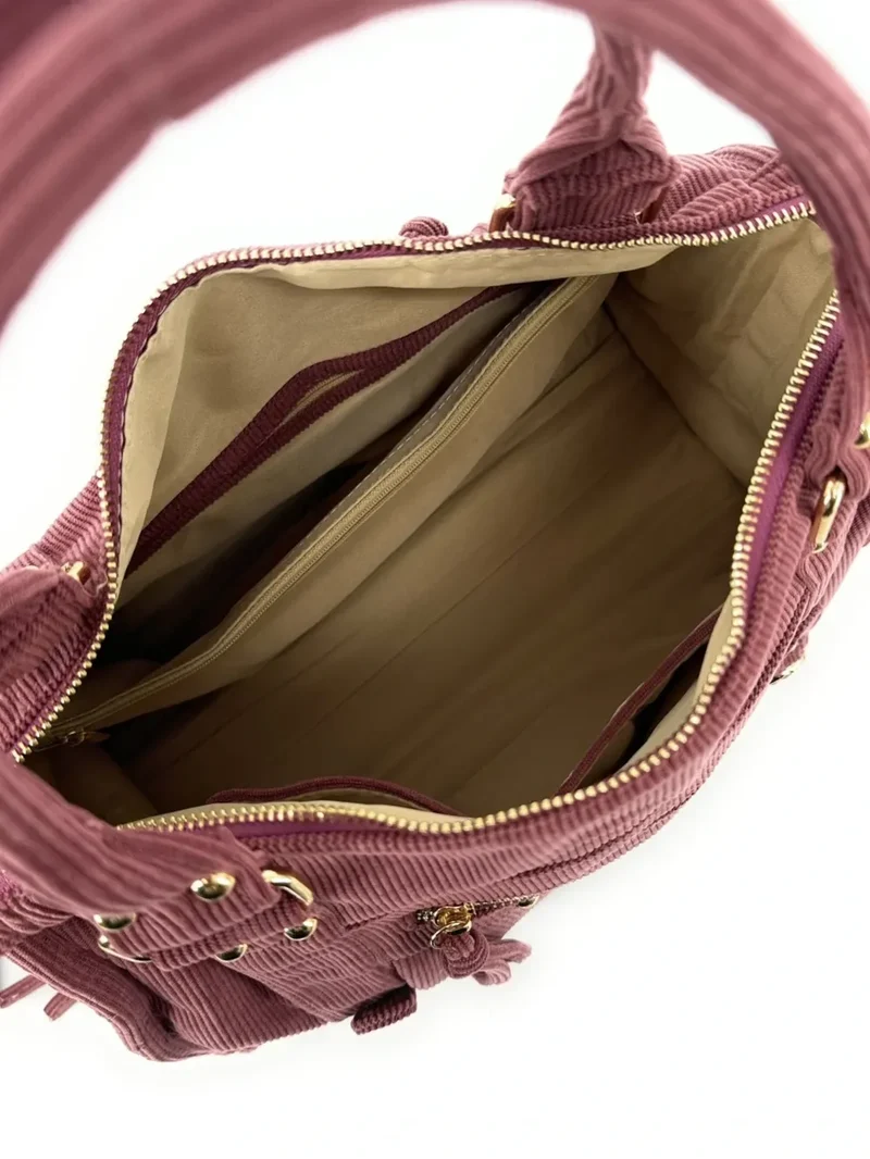 Sac à main en velours côtelé VELVET STORM Rose blush