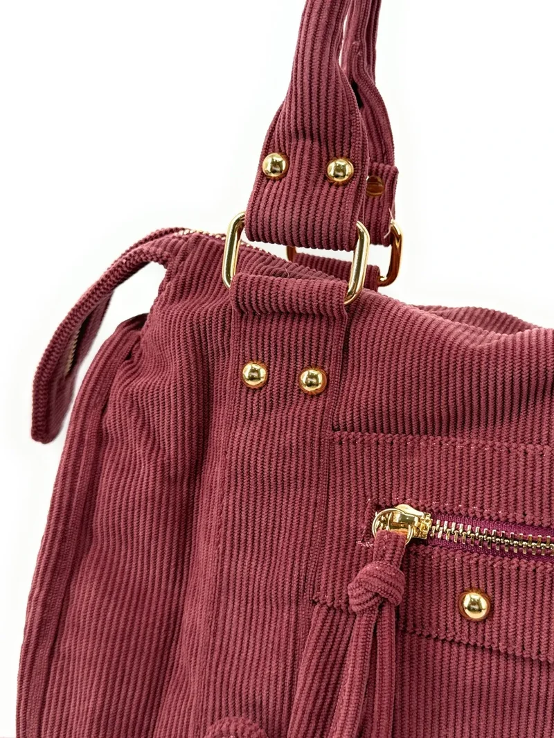 Sac à main en velours côtelé VELVET STORM Rose blush