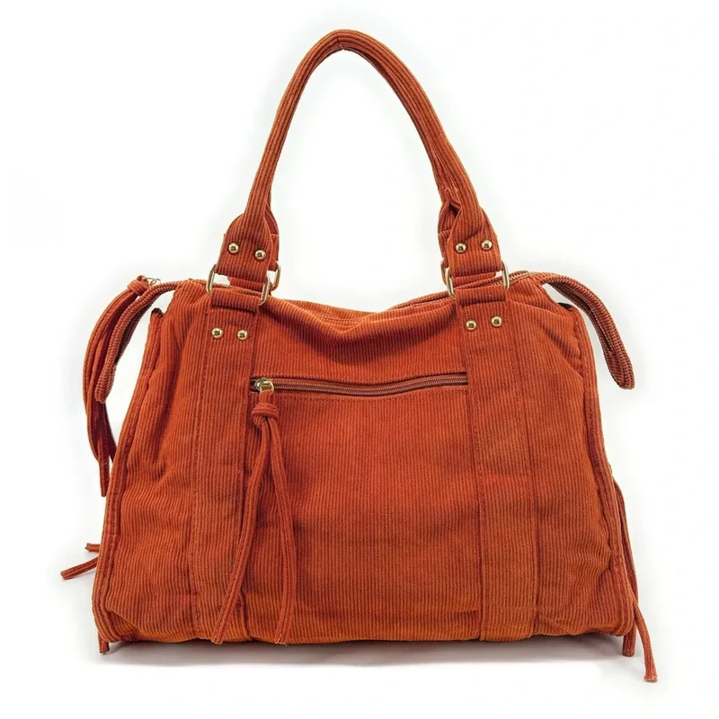 Sac à main en velours côtelé VELVET STORM Orange patiné