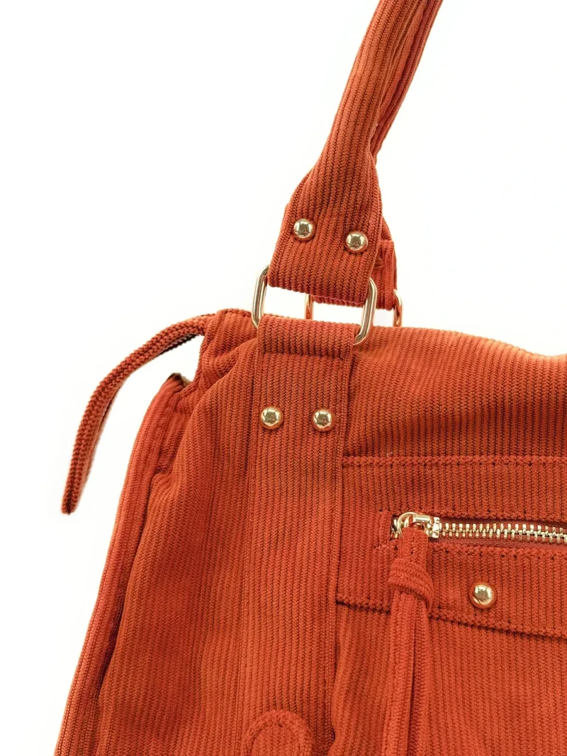 Sac à main en velours côtelé VELVET STORM Orange patiné