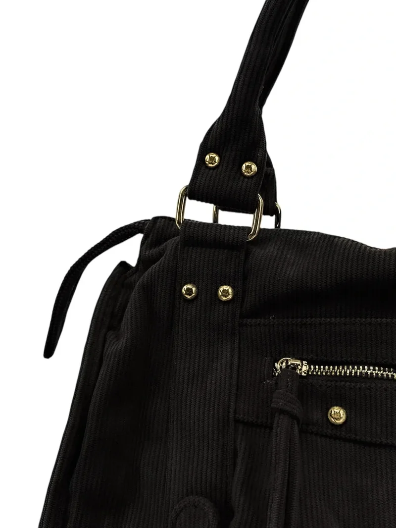 Sac à main en velours côtelé VELVET STORM Noir