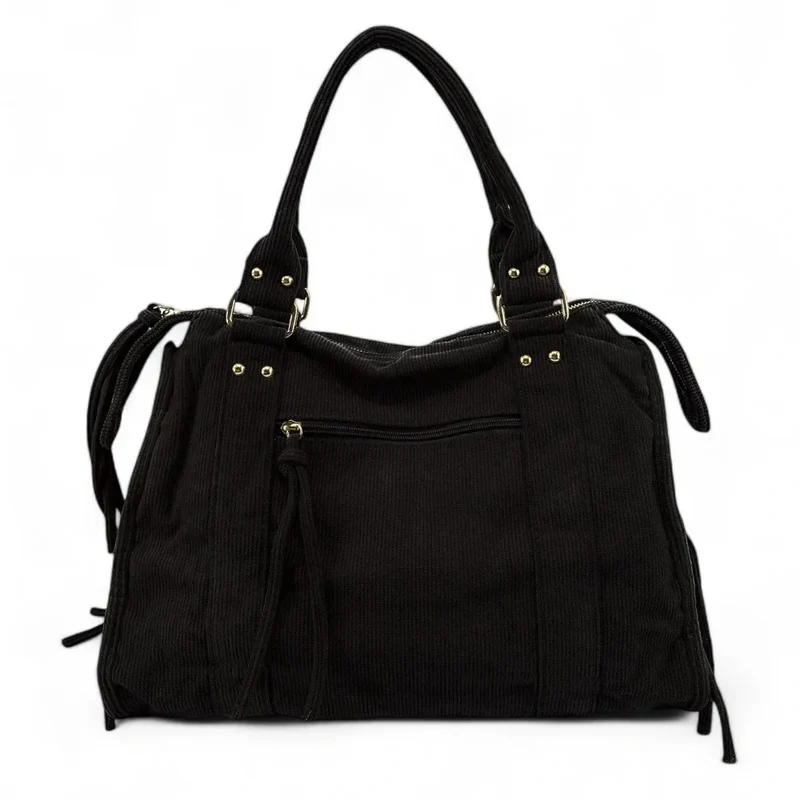 Sac à main en velours côtelé VELVET STORM Noir