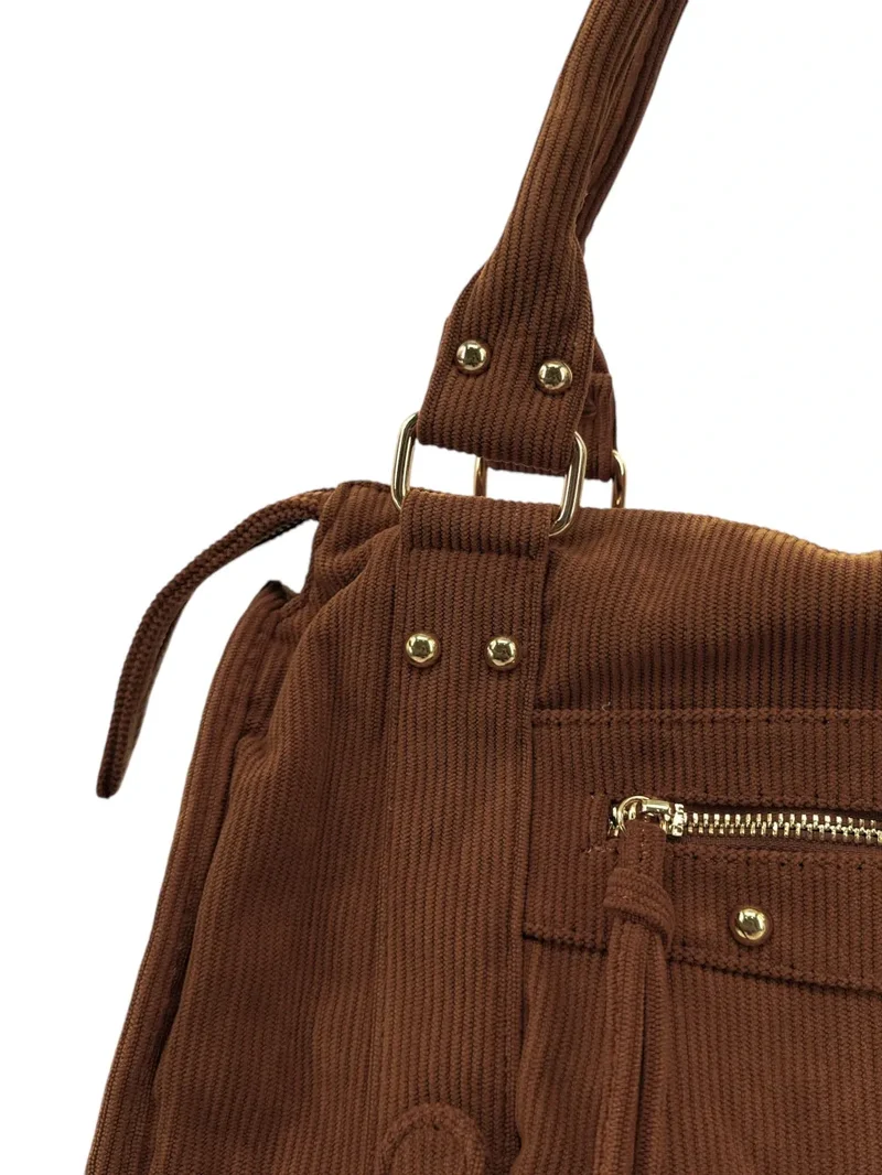 Sac à main en velours côtelé VELVET STORM Chocolat