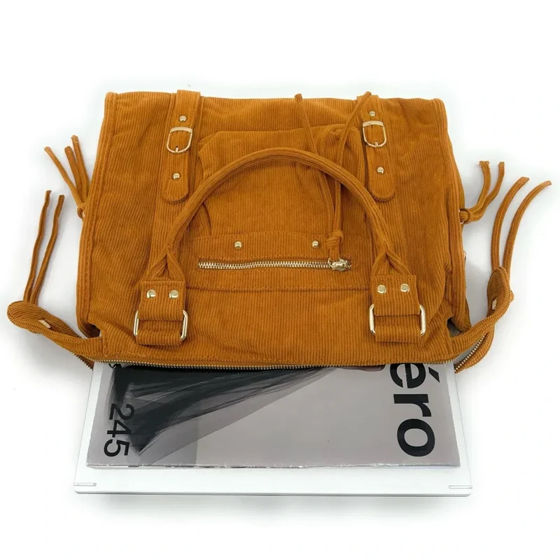 Sac à main en velours côtelé VELVET STORM Camel