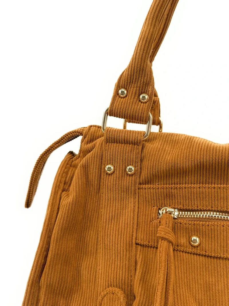 Sac à main en velours côtelé VELVET STORM Camel
