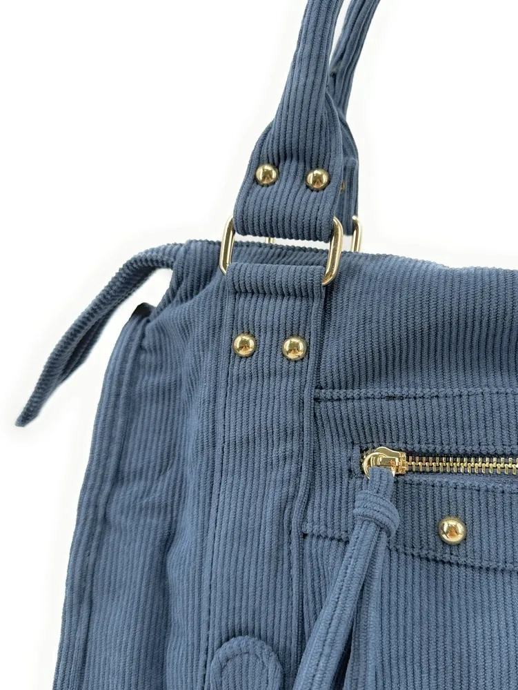 Sac à main en velours côtelé VELVET STORM Bleu denim