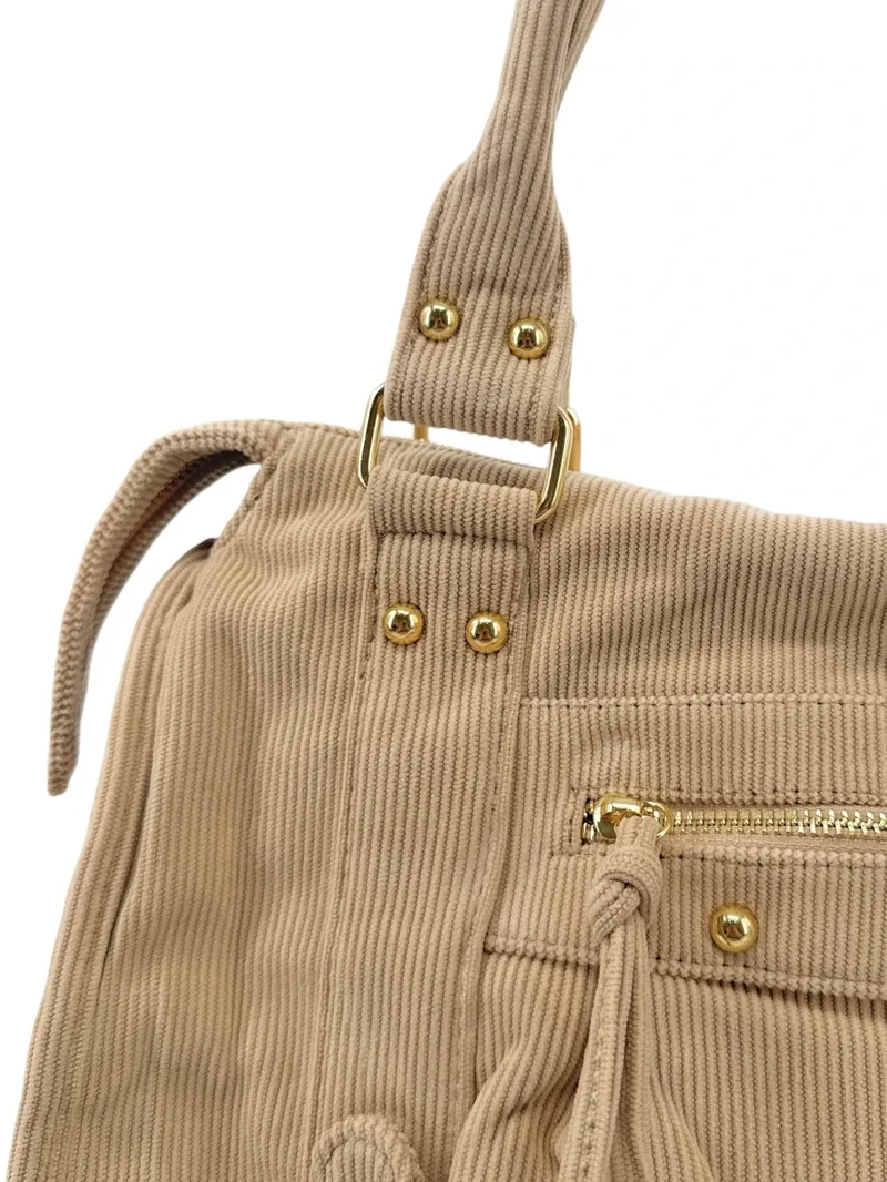 Sac à main en velours côtelé VELVET STORM Beige crème