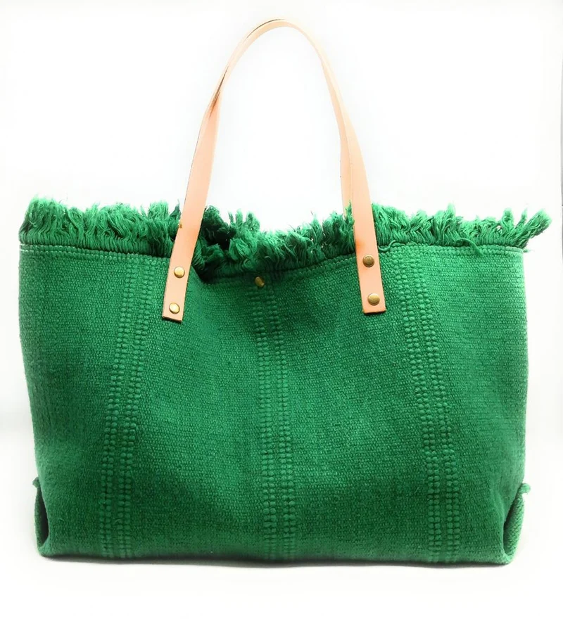 Sac de plage cabas en tissu IBIZA Vert anglais