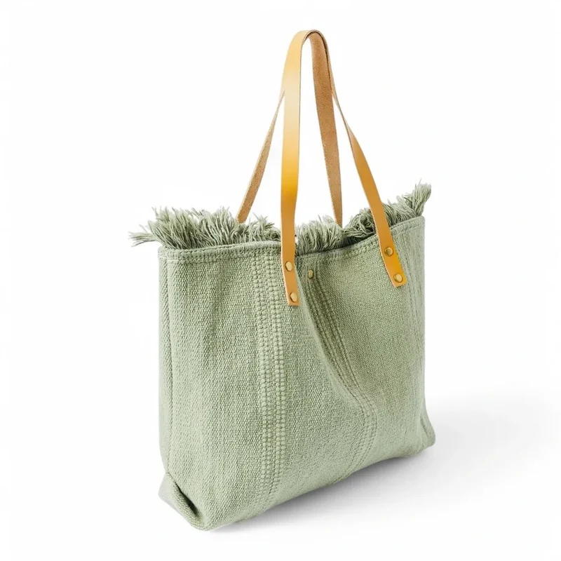 Sac de plage cabas en tissu IBIZA Vert pastel