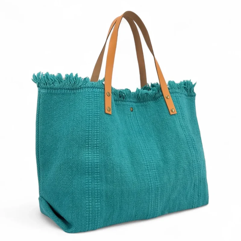 Sac de plage cabas en tissu IBIZA Bleu turquoise