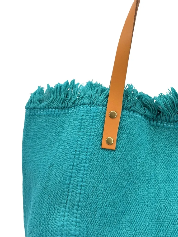Sac de plage cabas en tissu IBIZA Bleu turquoise