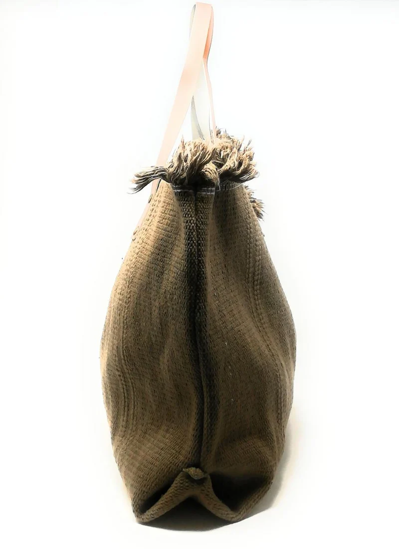 Sac de plage cabas en tissu IBIZA Taupe foncé