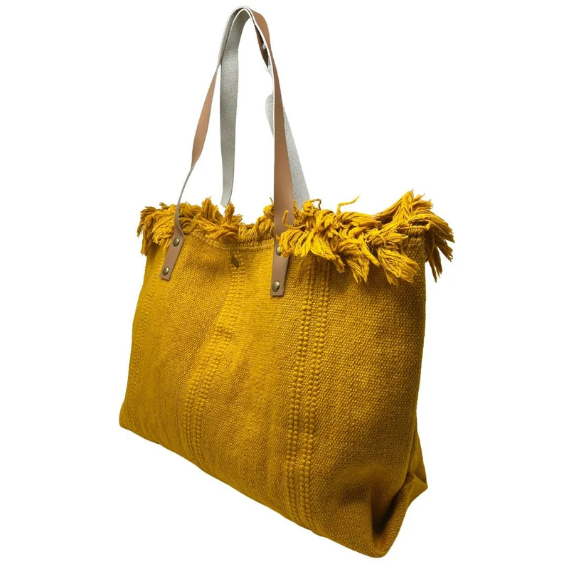 Sac de plage cabas en tissu IBIZA Safran