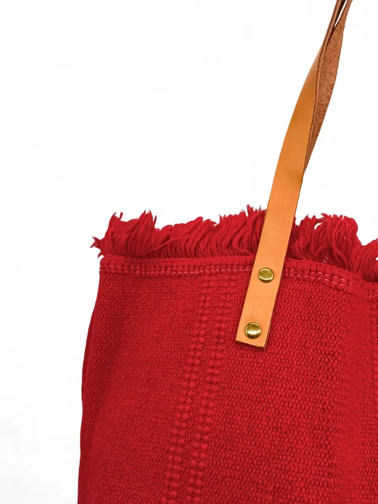 Sac de plage cabas en tissu IBIZA Rouge garance