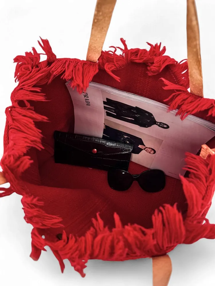Sac de plage cabas en tissu IBIZA Rouge garance