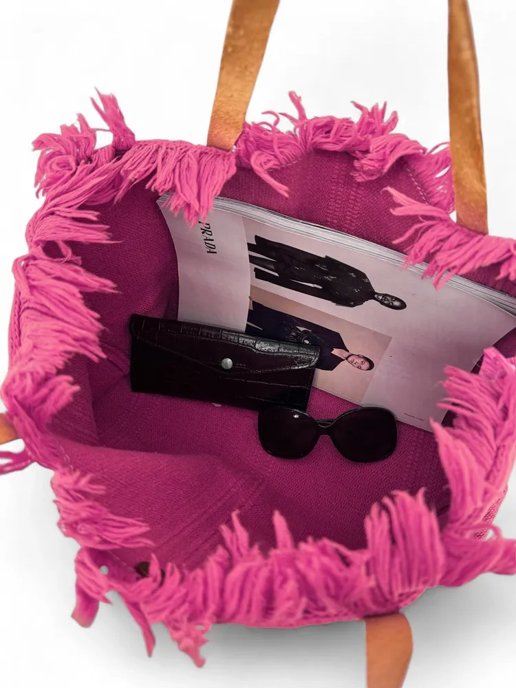 Sac de plage cabas en tissu IBIZA Rose
