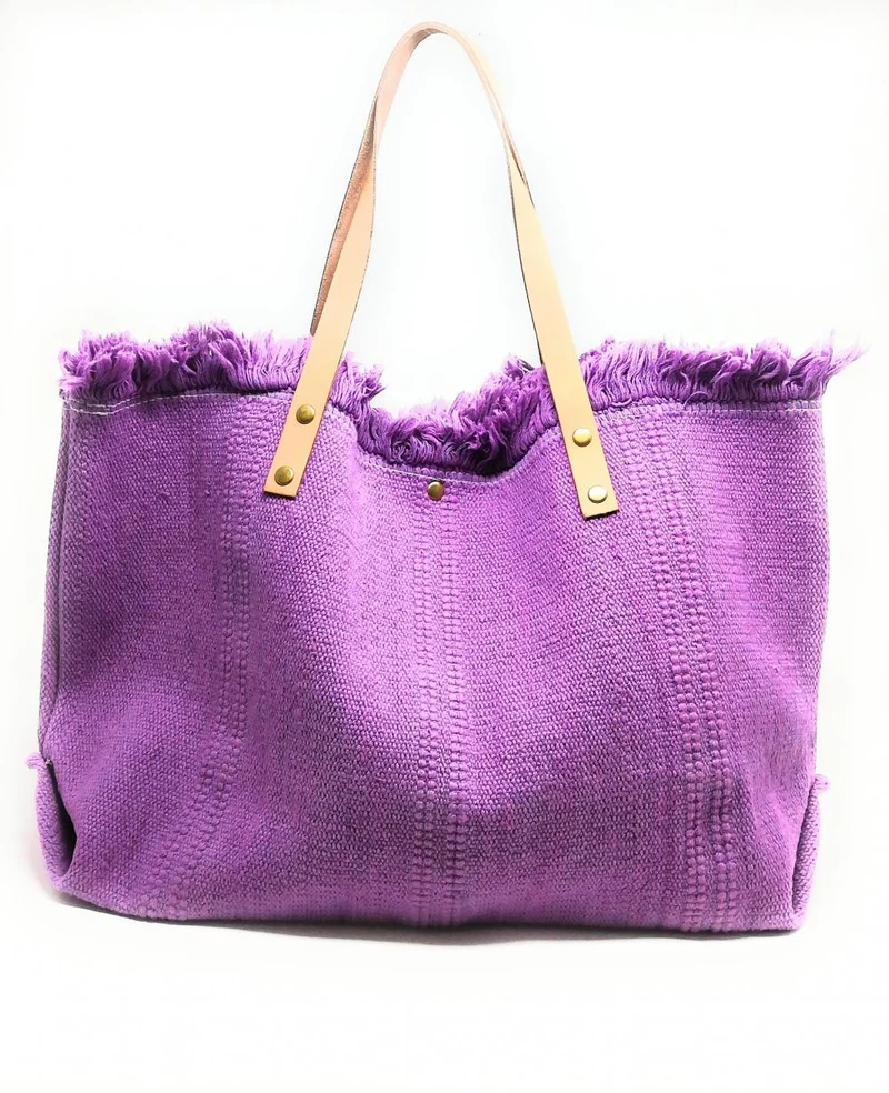 Sac de plage cabas en tissu IBIZA Lilas