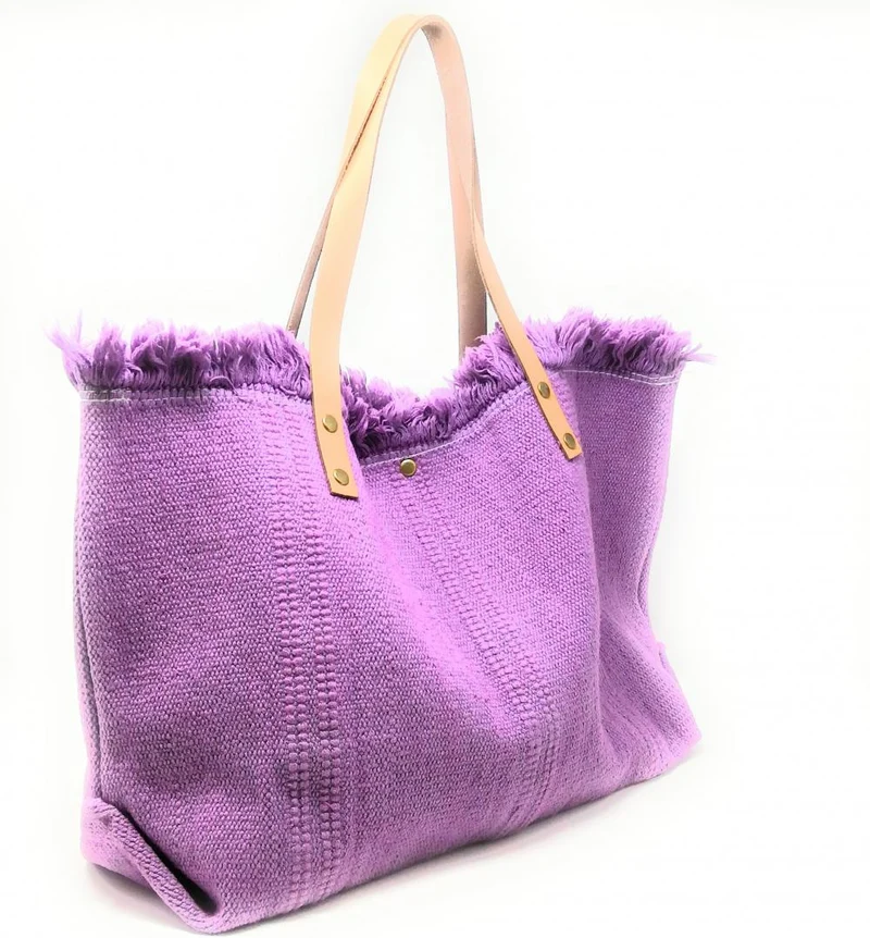 Sac de plage cabas en tissu IBIZA Lilas