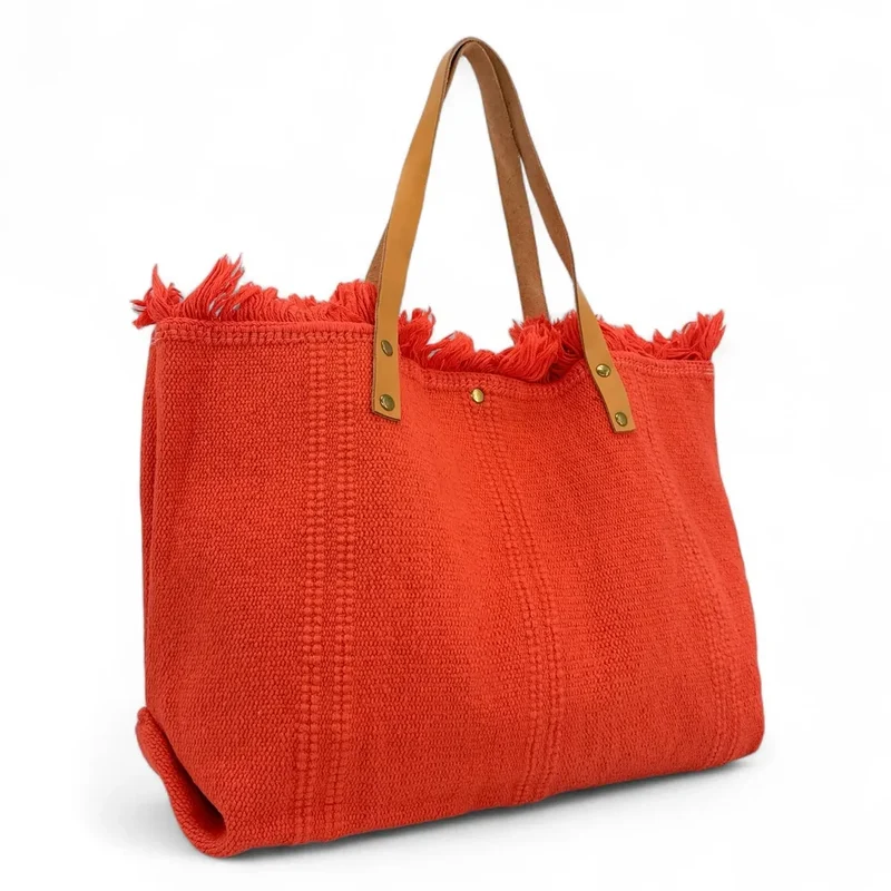Sac de plage cabas en tissu IBIZA Mandarine