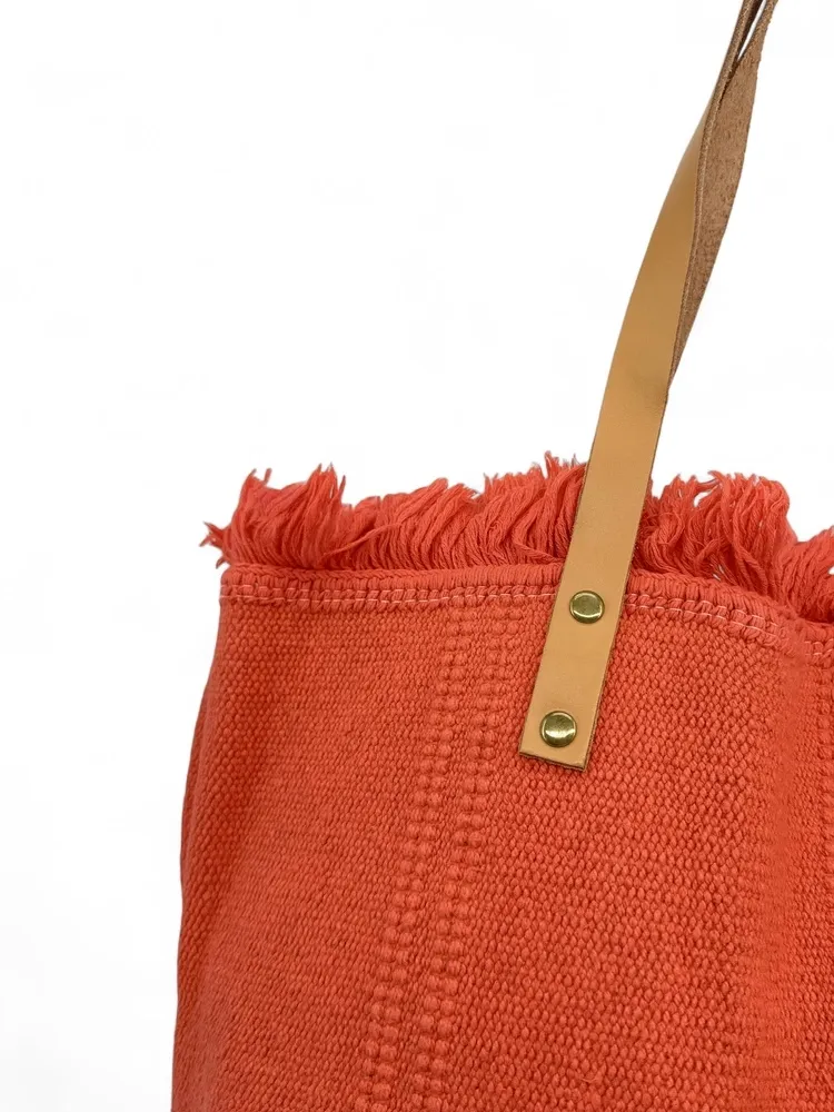 Sac de plage cabas en tissu IBIZA Mandarine