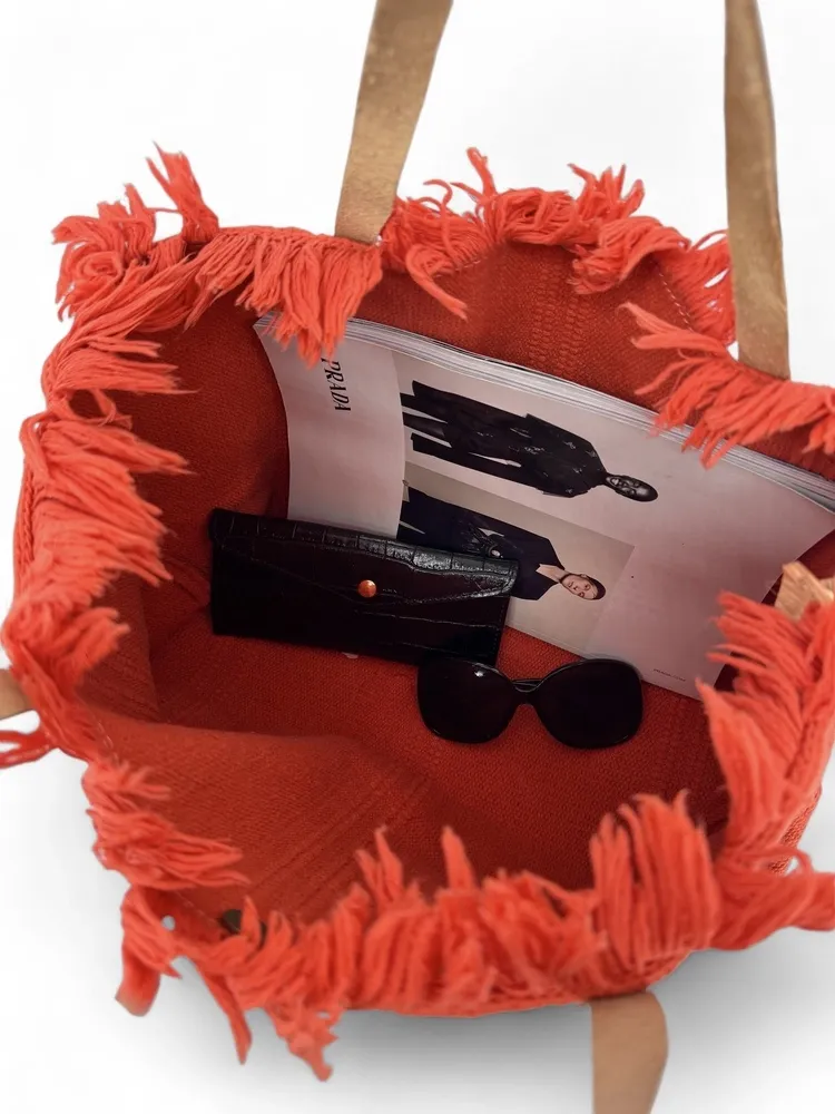 Sac de plage cabas en tissu IBIZA Mandarine