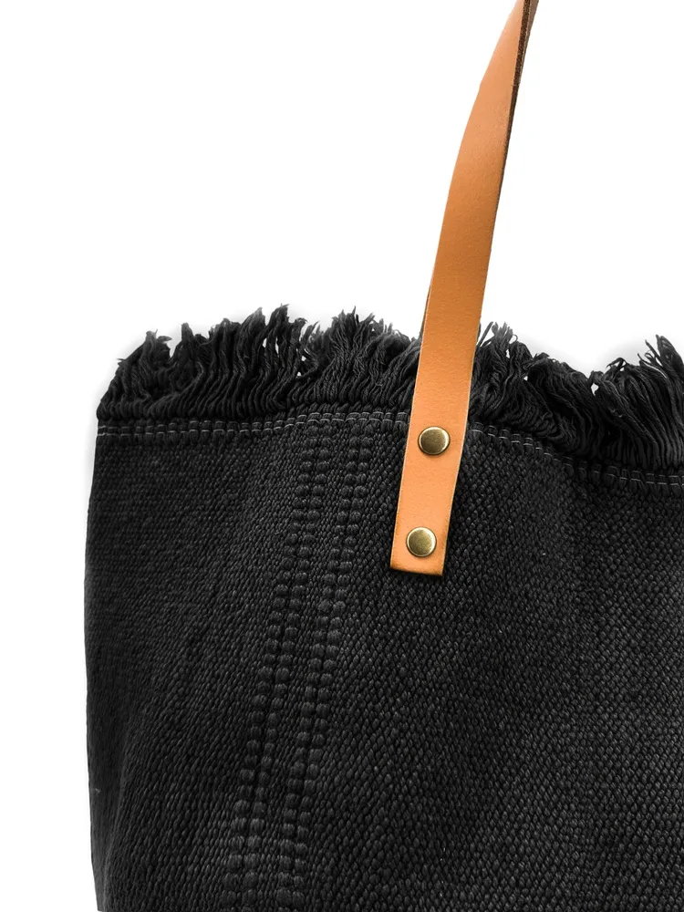 Sac de plage cabas en tissu IBIZA Noir