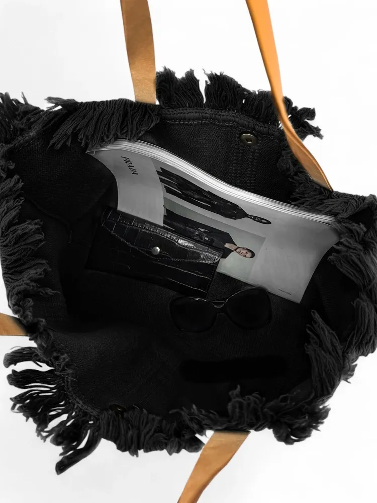 Sac de plage cabas en tissu IBIZA Noir