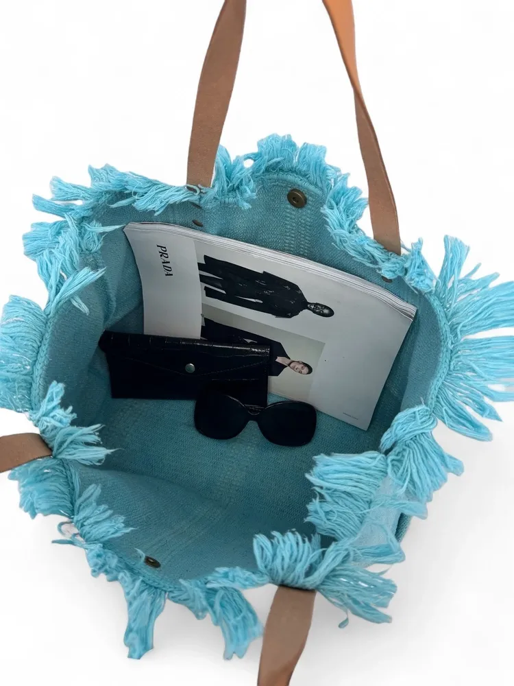 Sac de plage cabas en tissu IBIZA Lagon